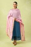 Samyukta Singhania_Pink Embroidered Dupatta With Beads And Stones_at_Aza_Fashions