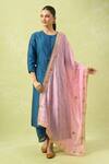 Buy_Samyukta Singhania_Pink Embroidered Dupatta With Beads And Stones