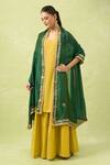 Shop_Samyukta Singhania_Green Embroidered Dupatta With Beads And Stones_at_Aza_Fashions