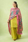 Samyukta Singhania_Multi Color Ethnic Motifs Printed Mirror Work Dupatta _at_Aza_Fashions