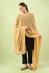 Shop_Samyukta Singhania_Gold Embroidered Chiffon Dupatta_Online_at_Aza_Fashions