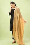Shop_Samyukta Singhania_Gold Embroidered Chiffon Dupatta_at_Aza_Fashions