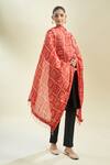 Samyukta Singhania_Red Printed Bandhani Dupatta_at_Aza_Fashions