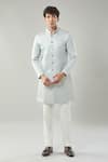 Buy_Arihant Rai Sinha_Gray Grey Woven Jacquard Sherwani Set _at_Aza_Fashions