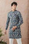 Buy_Arihant Rai Sinha_Floral Print Blue Sherwani And White Pollo Pant 