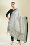 Buy_Samyukta Singhania_Black Cotton And White Printed Dupatta _Online_at_Aza_Fashions