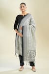 Shop_Samyukta Singhania_Black Cotton And White Printed Dupatta _Online_at_Aza_Fashions