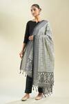 Buy_Samyukta Singhania_Black Cotton And White Printed Dupatta 