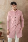 Buy_Arihant Rai Sinha_Pink Swad Velvet Semi Indo Sherwani Set 