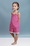 Buy_Samyukta Singhania_Pink Cotton Lace Kids Top And Shorts Set _at_Aza_Fashions