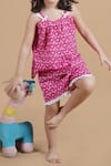 Samyukta Singhania_Pink Cotton Lace Kids Top And Shorts Set _Online_at_Aza_Fashions
