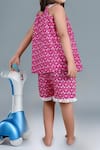 Shop_Samyukta Singhania_Pink Cotton Lace Kids Top And Shorts Set _at_Aza_Fashions