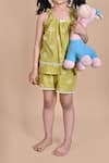 Buy_Samyukta Singhania_Green Cotton Embroidery Kids Top And Shorts Set 