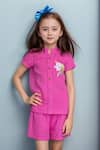 Buy_Petite Pomme_Pink Cotton Embroidery Designer Top And Shorts Set_at_Aza_Fashions
