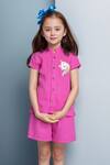 Shop_Petite Pomme_Pink Cotton Embroidery Designer Top And Shorts Set_at_Aza_Fashions