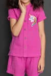 Shop_Petite Pomme_Pink Cotton Embroidery Designer Top And Shorts Set_Online_at_Aza_Fashions