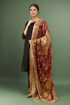 Buy_Samyukta Singhania_Maroon Silk Zari Woven Design Banarasi Bandhej Dupatta _at_Aza_Fashions