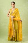 Shop_Samyukta Singhania_Yellow Embroidered Bandhani Dupatta_Online_at_Aza_Fashions