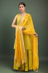 Buy_Samyukta Singhania_Yellow Embroidered Bandhani Dupatta_at_Aza_Fashions
