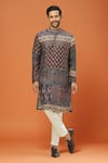 Buy_Arihant Rai Sinha_Off White Royal Blue Printed Kurta Set _at_Aza_Fashions
