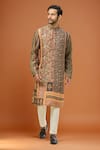 Buy_Arihant Rai Sinha_Black Printed Silk Linen Kurta Set _at_Aza_Fashions