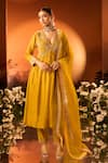 Shop_Neha Khullar x AZA_Yellow Anarkali Set With Pant And Dupatta _at_Aza_Fashions