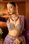 Buy_Neha Khullar x AZA_Purple Banarasi Chanderi Lehenga Set _Online_at_Aza_Fashions