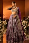 Buy_Neha Khullar x AZA_Purple Banarasi Chanderi Lehenga Set 