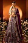 Shop_Neha Khullar x AZA_Purple Banarasi Chanderi Lehenga Set 