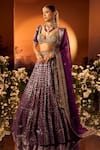 Neha Khullar x AZA_Purple Banarasi Chanderi Lehenga Set _Online