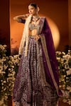 Buy_Neha Khullar x AZA_Purple Banarasi Chanderi Lehenga Set _Online