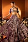Shop_Neha Khullar x AZA_Purple Banarasi Chanderi Lehenga Set _Online