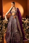 Shop_Neha Khullar x AZA_Purple Banarasi Chanderi Lehenga Set _at_Aza_Fashions