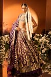 Buy_Neha Khullar x AZA_Purple Banarasi Chanderi Lehenga Set _Online_at_Aza_Fashions