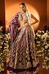 Shop_Neha Khullar x AZA_Purple Banarasi Chanderi Lehenga Set _at_Aza_Fashions