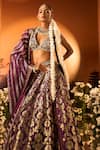 Neha Khullar x AZA_Purple Banarasi Chanderi Lehenga Set _at_Aza_Fashions