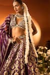 Buy_Neha Khullar x AZA_Purple Banarasi Chanderi Lehenga Set 