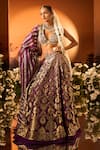 Neha Khullar x AZA_Purple Banarasi Chanderi Lehenga Set _Online