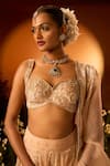 Neha Khullar x AZA_Pink Banarasi Chanderi Lehenga Set _at_Aza_Fashions