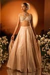 Neha Khullar x AZA_Pink Banarasi Chanderi Lehenga Set _Online_at_Aza_Fashions