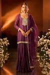 Shop_Neha Khullar x AZA_Purple Silk Chanderi Kurta Gharara Set _at_Aza_Fashions