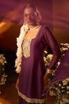 Buy_Neha Khullar x AZA_Purple Silk Chanderi Kurta Gharara Set 