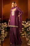 Shop_Neha Khullar x AZA_Purple Silk Chanderi Kurta Gharara Set 