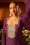 Shop_Neha Khullar x AZA_Purple Silk Chanderi Kurta Gharara Set _Online