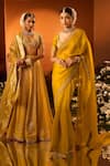 Shop_Neha Khullar x AZA_Yellow Silk Chanderi Embroidered Saree Set _Online_at_Aza_Fashions