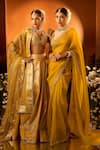 Neha Khullar x AZA_Yellow Silk Chanderi Embroidered Saree Set _at_Aza_Fashions