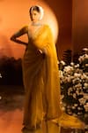 Neha Khullar x AZA_Yellow Silk Chanderi Embroidered Saree Set 