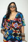 Saaksha & Kinni_Multi Color Aztec Print Collared Shirt _Online