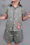 Arihant Rai Sinha_Gray Khaki Grey Cotton Shirt And Shorts Set For Boys _Online_at_Aza_Fashions