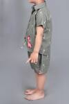 Buy_Arihant Rai Sinha_Gray Khaki Grey Cotton Shirt And Shorts Set For Boys _Online_at_Aza_Fashions